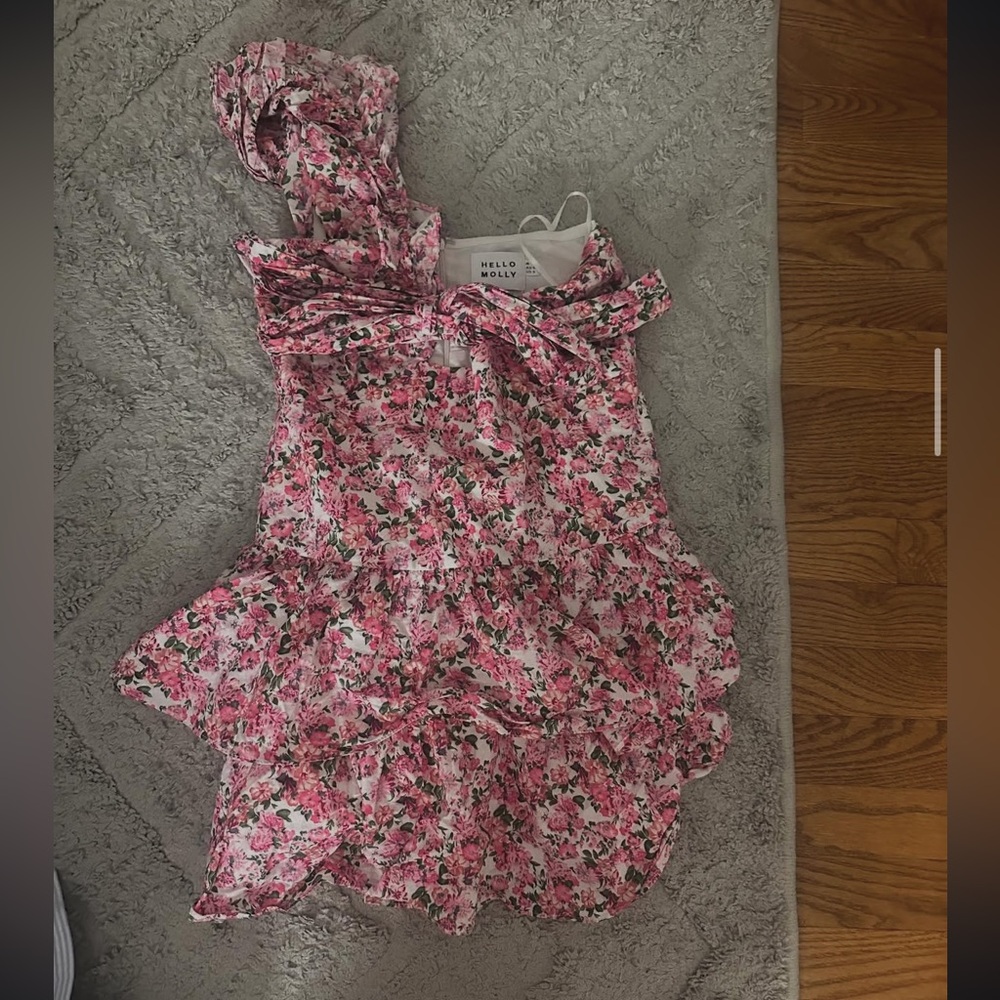 Hello Molly Pink Floral Ruffle Dress